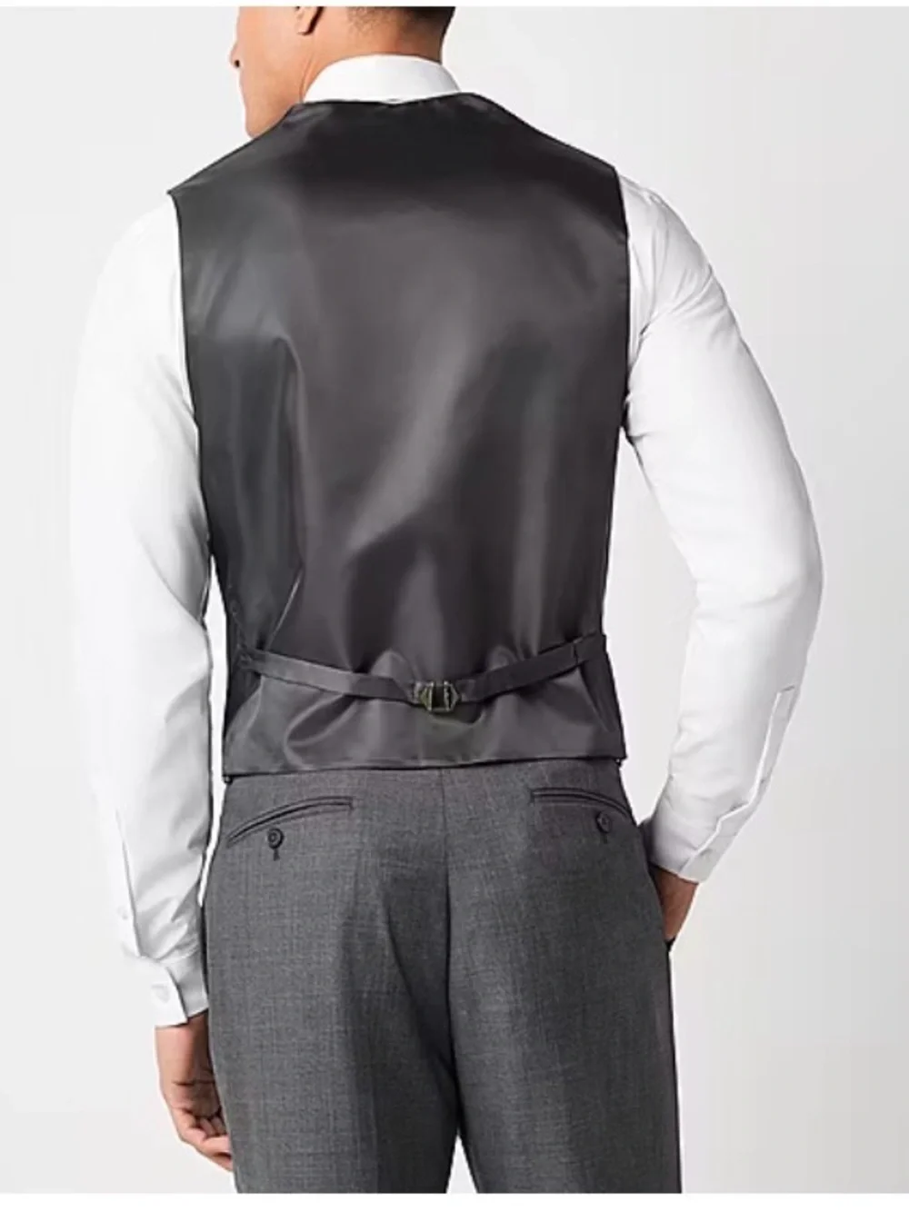 Michael Strahan Size Small Grey Sharkskin Stretch Fabric Modern Fit Suit Vest